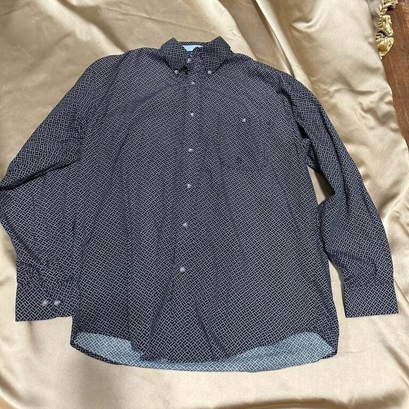 Vintage 90s Wrangler 20X Black and White Button Up Dress Shirt Collared‎ Western - Picture 1 of 5